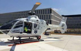 AZ Groeninge Kortrijk maakt voor eerst gebruik van zijn helipad