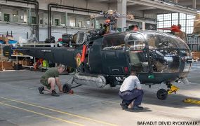 Belgische Alouette III met callsign M-3 nu als lesmateriaal op Safraanberg Belgische Alouette III met callsign M-3 nu als lesmateriaal op Safraanberg