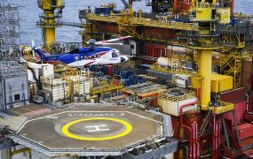 Landing, refueling an take-off vanop een boorplatform